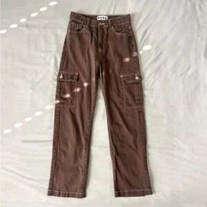 Brown Cargo Pants with Contrast Stitching